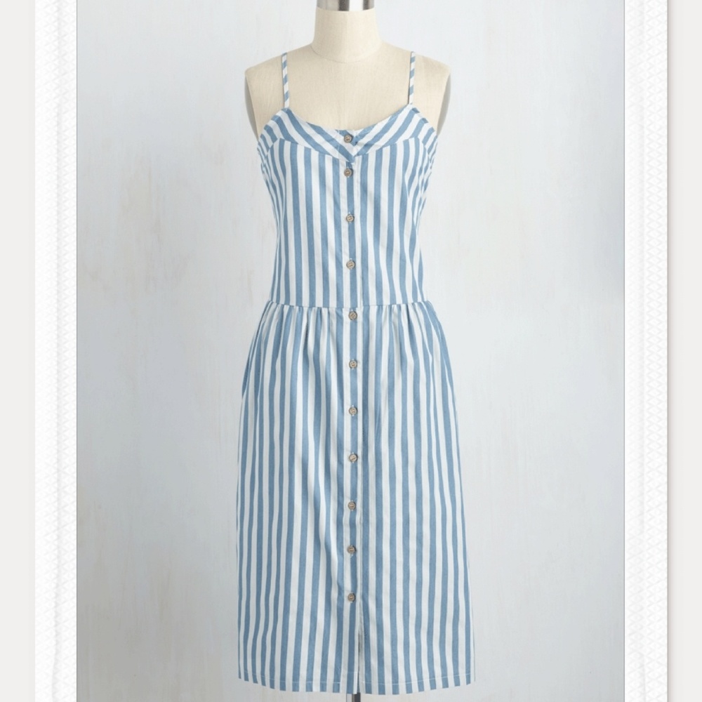 Modcloth Blue and White Striped Dress